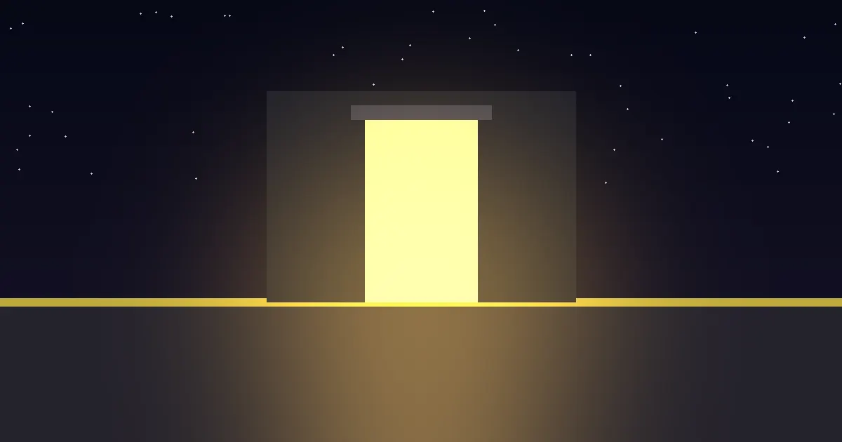 Empty night platform with a single carriage door open and light spilling out